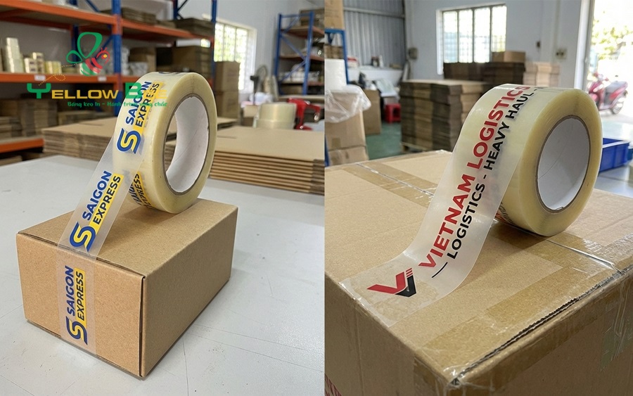 băng keo in logo, chữ có nhiều kích thước từ 20mm đến 60mm